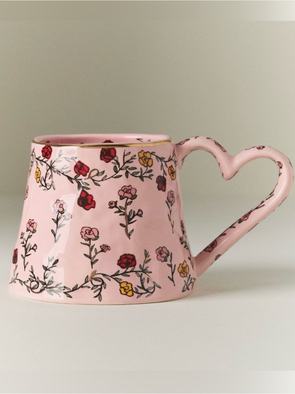 Anthropologie Mud Fairy Blooming Stoneware Pink Mug